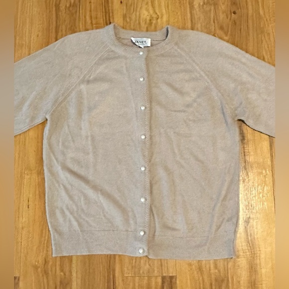 1980s DUVET Large Sweater Vintage Button-up Beige 100% Acrylic - Picture 11 of 12